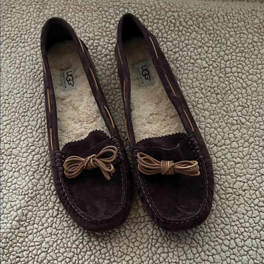 UGG Australia Women's Dark Brown Moccasins with Bow